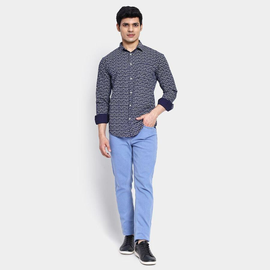 Men's 100% Cotton Casual Shirt , Mid Blue, large image number null
